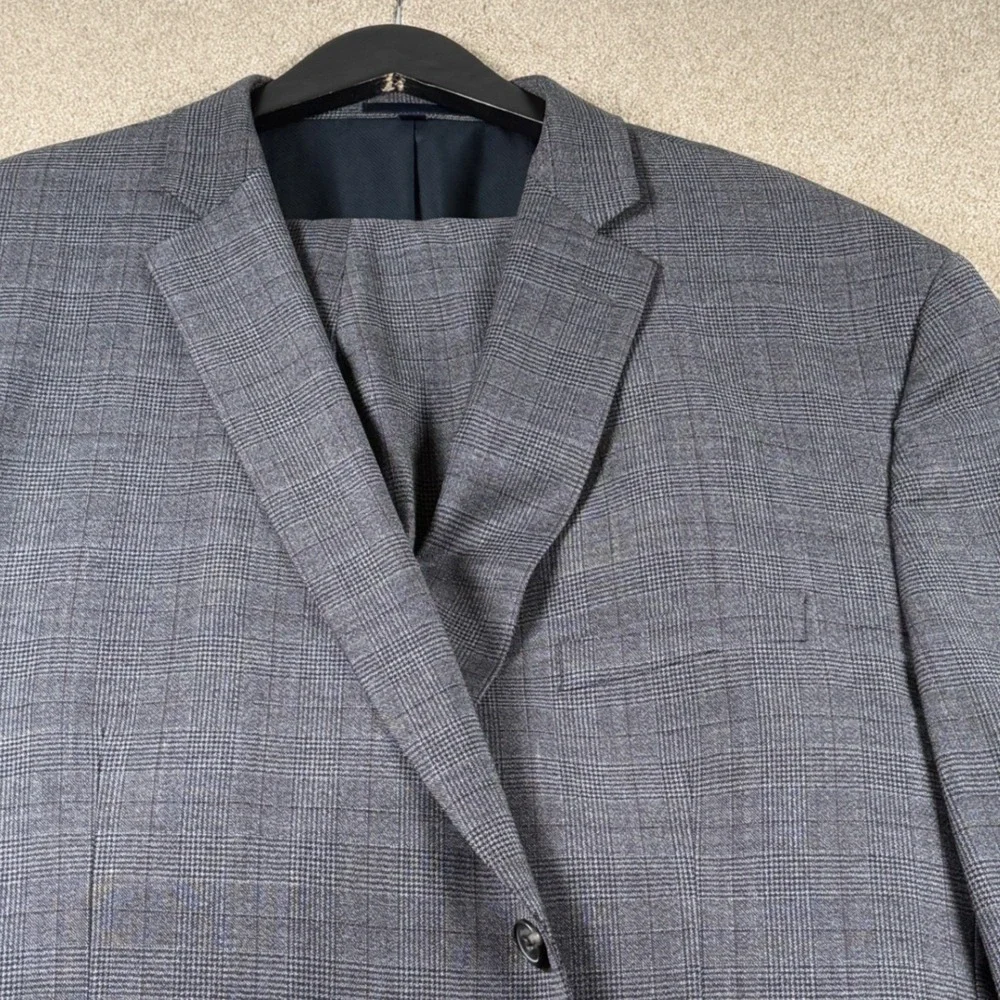 Jos A Bank 1905 Mens Charcoal Glen Plaid Wool Blend Suit 54 Regular 49‎ Waist